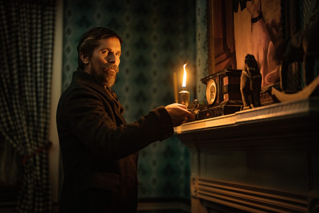 Christian Bale as Augustus Landor in The Pale Blue Eye. Cr. Scott Garfield/Netflix © 2022, premiering on Netflix January 6, 2023