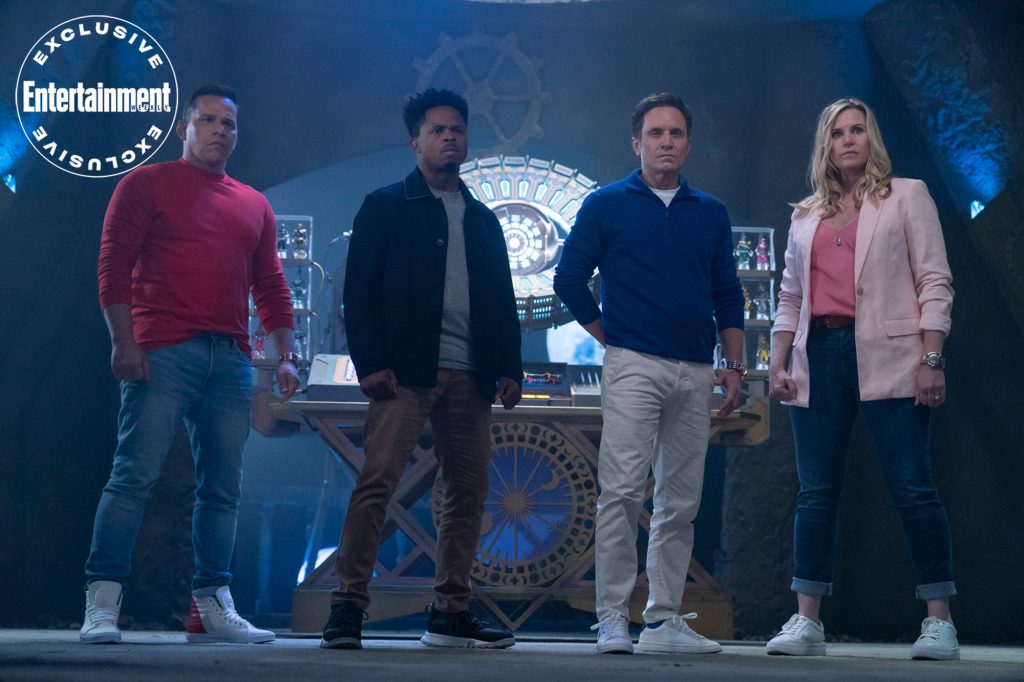POWER RANGERS: ONCE & ALWAYS Steve Cardenas (Red Ranger / Rocky DeSantos), Walter E. Jones (Black Ranger Zack Taylor), David Yost (Blue Ranger/Billy Cranston) and Catherine Sutherland (Pink Ranger / Kat Hillard) in Mighty Morphin Power Rangers: Once & Always CR: Hasbro/eOne