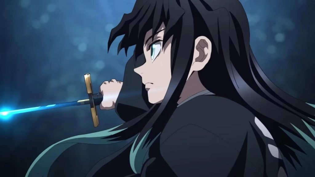 'Demon Slayer: Kimetsu no Yaiba – Swordsmith Village Arc' Ep. 3 "A Sword from Over 300 Years Ago" screenshot depicting Muichirō Tokitō defending Kotetsu.