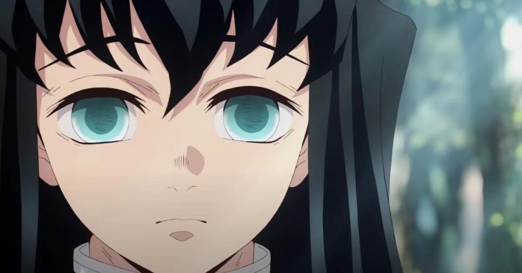 'Demon Slayer: Kimetsu no Yaiba – Swordsmith Village Arc' Ep. 2 "Yoriichi Type Zero" screenshot depicting Muichirō Tokitō's blank, lifeless gaze.