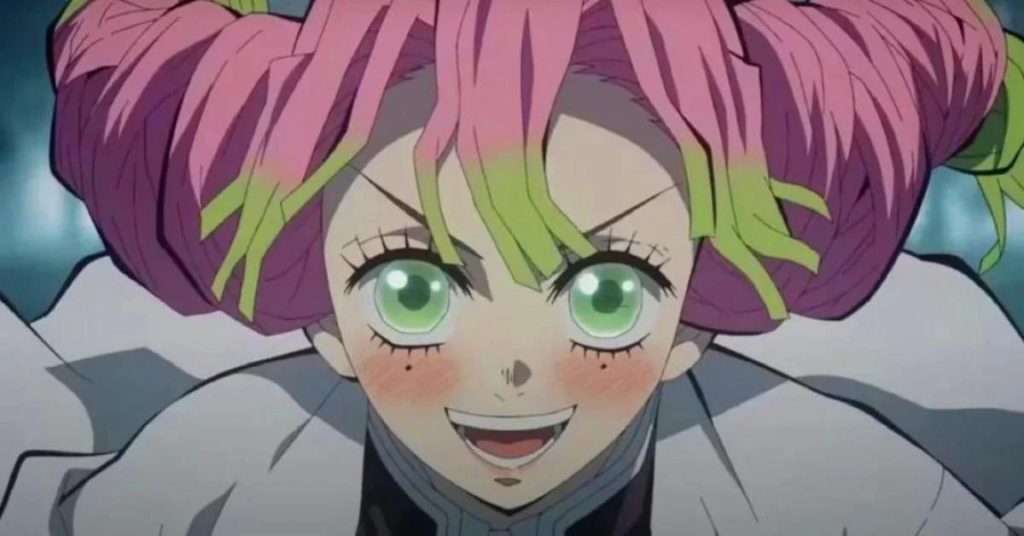 'Demon Slayer: Kimetsu No Yaiba – Swordsmith Village Arc' Ep. 4 "Thank You, Tokito" screenshot depicting Mitsuri Kanroji on the way to the Swordsmith Village.