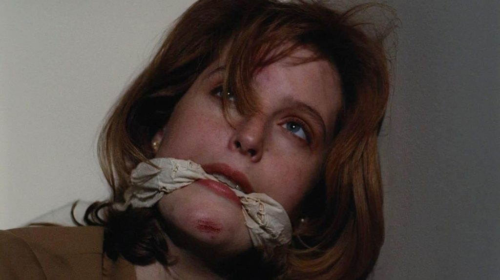 Gillian Anderson as a kidnapped Scully in the X-Files episode "Irresistible"