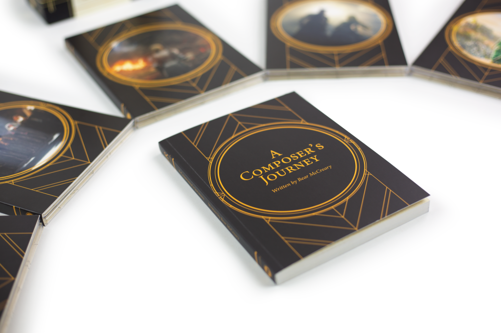 Close up of "A Composer's Journey" booklet included with the Rings of Power soundtrack
