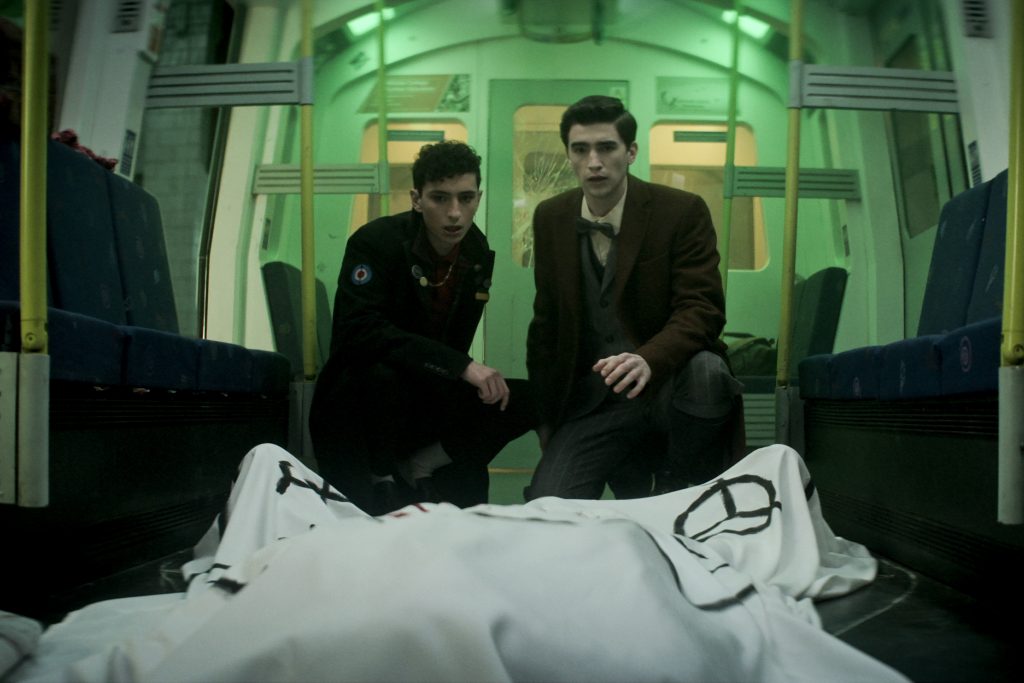 Jayden Revri as Charles Rowland and George Rexstrew as Edwin Payne in episode 1 of DEAD BOY DETECTIVES