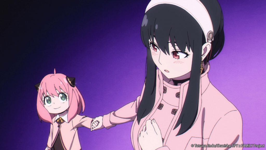 "Spy x Family" Ep. 3 "Prepare For The Interview" screenshot showing Yor just before she traumatizes Anya with memories of accidentally breaking her little brother's ribs with her superhuman strength.