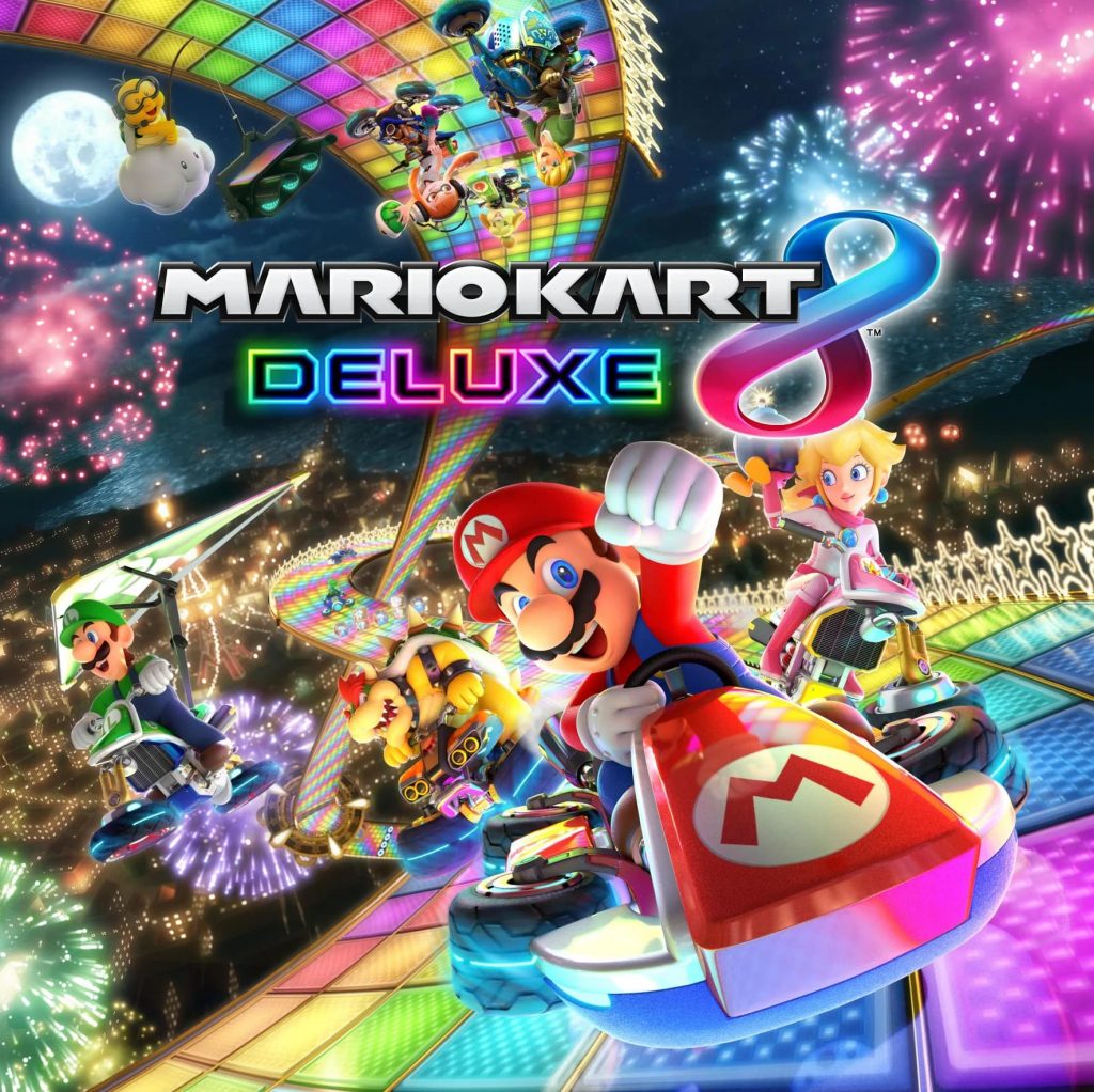 Nintendo "Mario Kart 8 Deluxe" game box art.