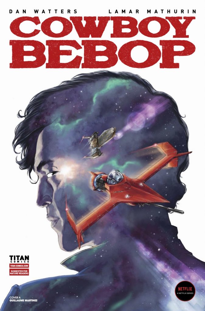 "Cowboy Bebop #4" main cover art by Guillaume Martinez.
