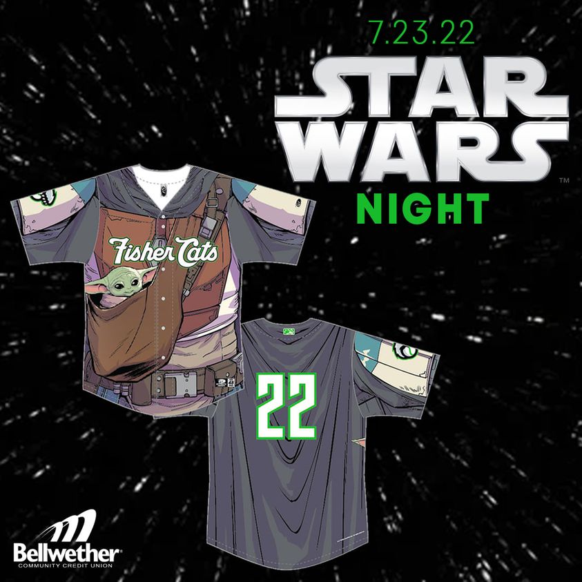 New Hampshire Fisher Cats Star Wars Night Grogu Baseball Jersey