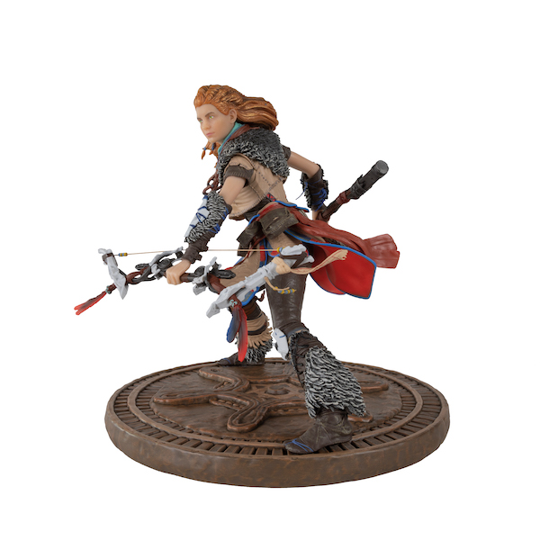 "Horizon Forbidden West Aloy PVC Figure" staring to the left.